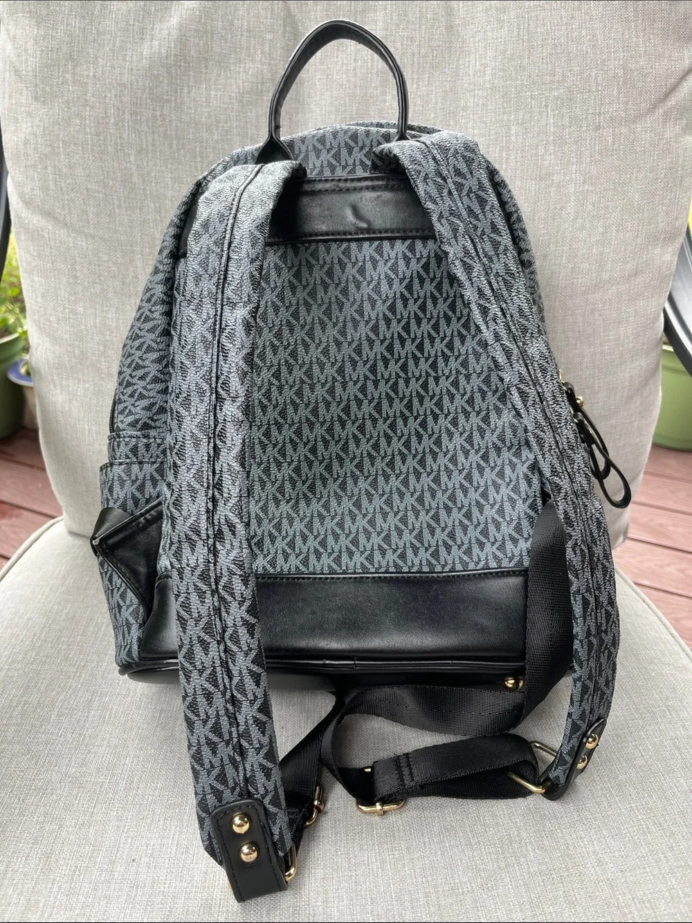 Chic Mini Backpack, Black/Grey Monogram Pattern, Every Day Casual Bag